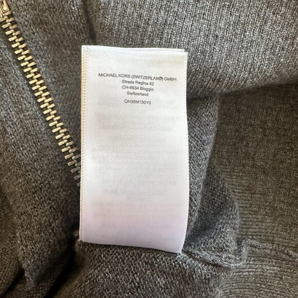 Women's S Michael Kors Zip Up Cardigan Charcoal Gray Stretch Zip Up Logo - Picture 7 of 7